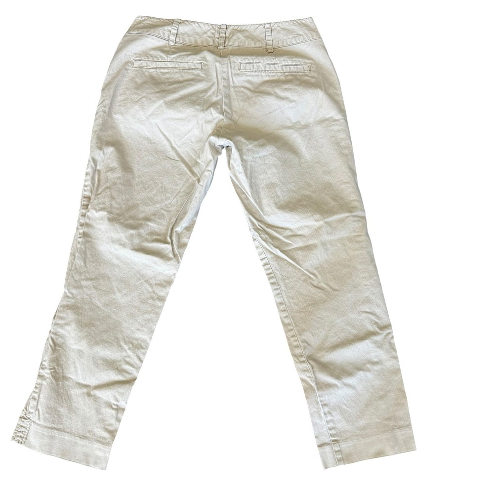New York & Company Stretch Capri y2k Women Pants Khaki Tan Cropped Chino - Picture 3 of 11